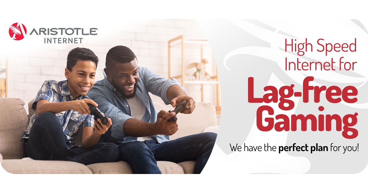 Father and son playing video games using Aristotle High Speed Internet